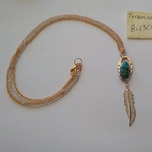 Brilliant blue Egyptian turquoise necklace 24 inches native American design